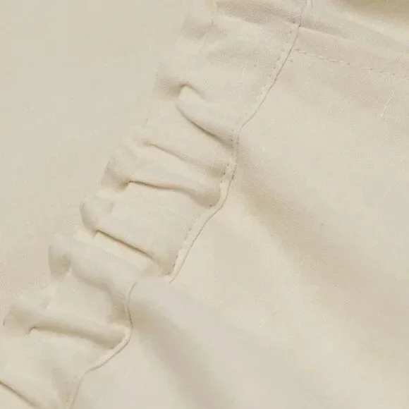 TOTEME Stretch Linen Wide-Leg Slacks Trousers in Cava Beige Size EU 34 US 2